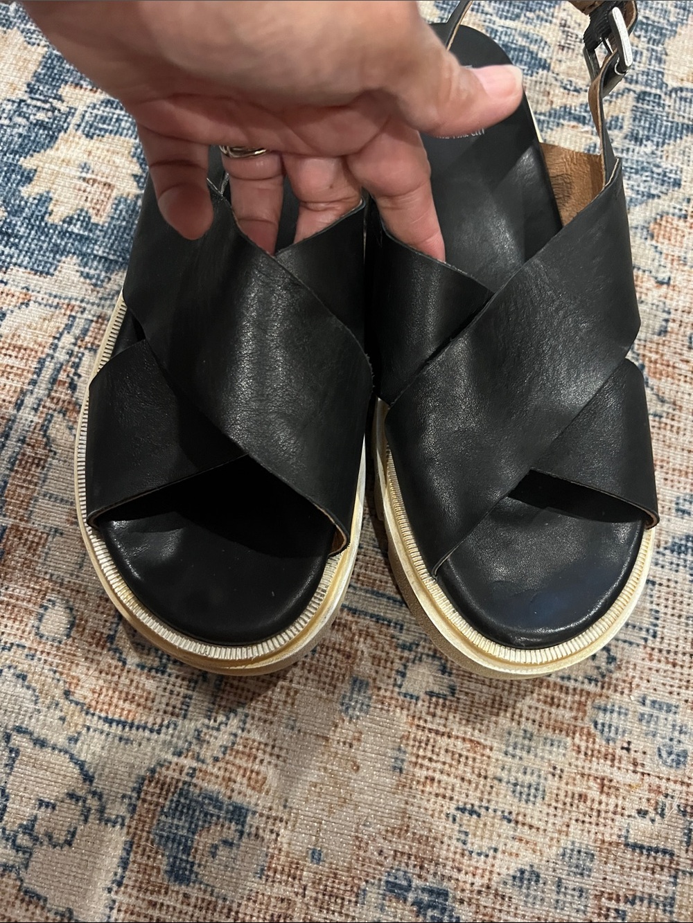 Miz Mooz Pacific Black Leather Crisscross Slingback Sandal size 42 / US 11.5 - Picture 3 of 11